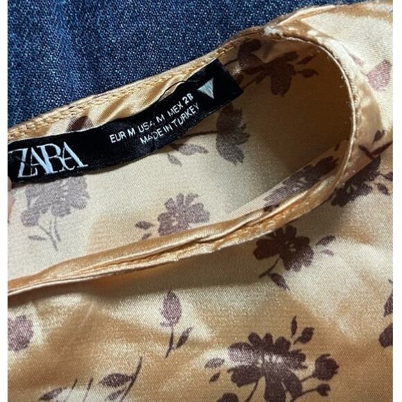 Zara satin gold floral crop top - Picture 7 of 7